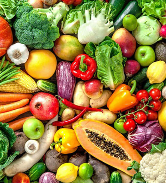 新鮮な果物と野菜の集合